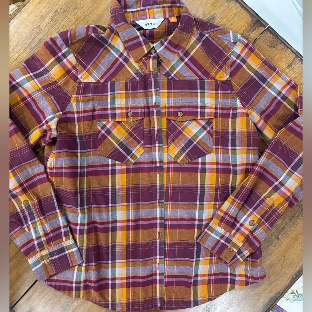 Orvis Multicolor Plaid flannel Shirt
